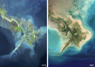 Delta del fiume Mississippi, Louisiana, USA nel 1976 e 2001 da Unbekannt Unbekannt